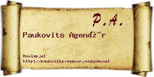 Paukovits Agenór névjegykártya